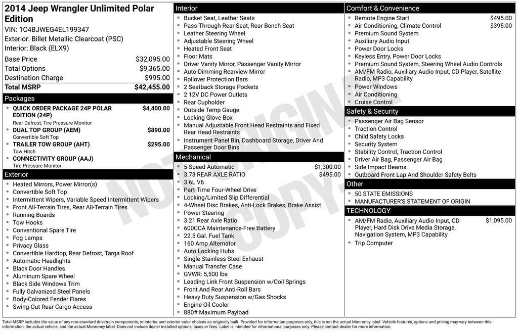 2014 Jeep Wrangler Unlimited Polar Edition