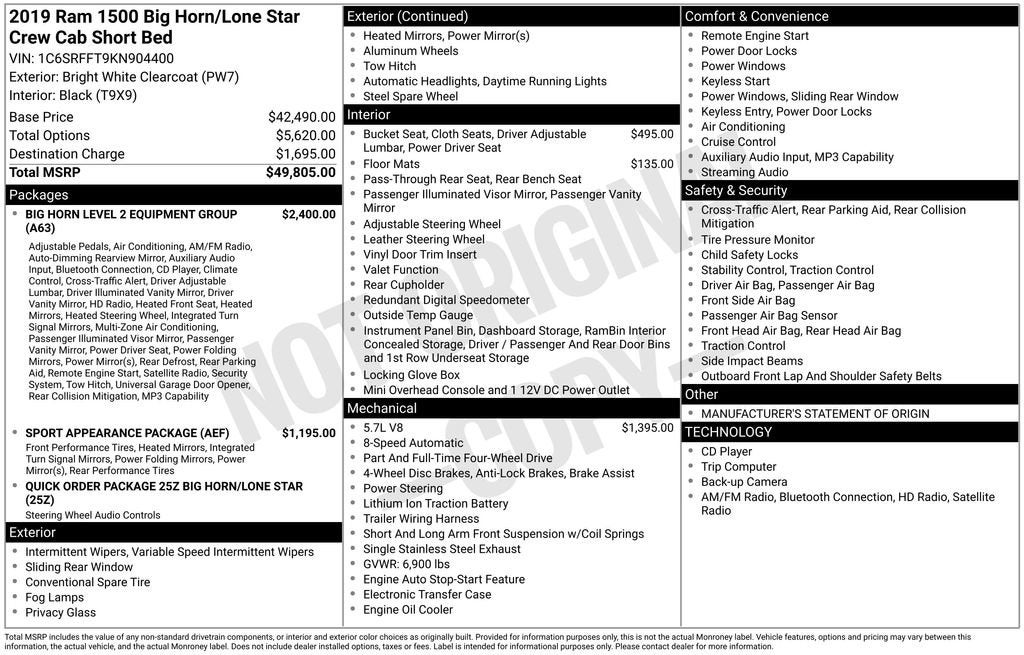 2019 RAM 1500 Big Horn/Lone Star