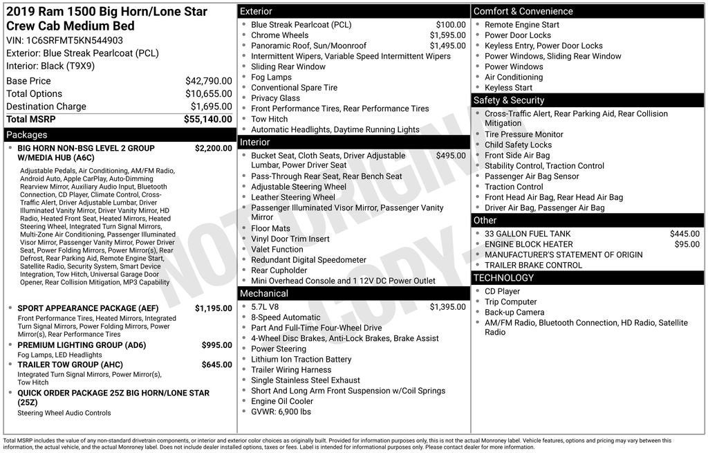 2019 RAM 1500 Big Horn/Lone Star