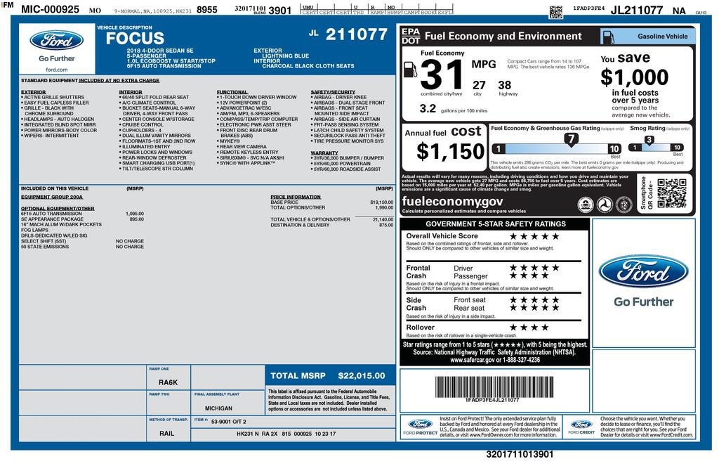 2018 Ford Focus SE