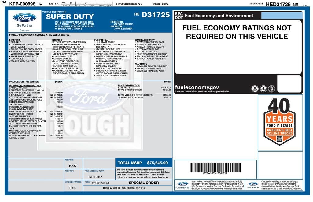 2017 Ford Super Duty F-350 SRW Platinum