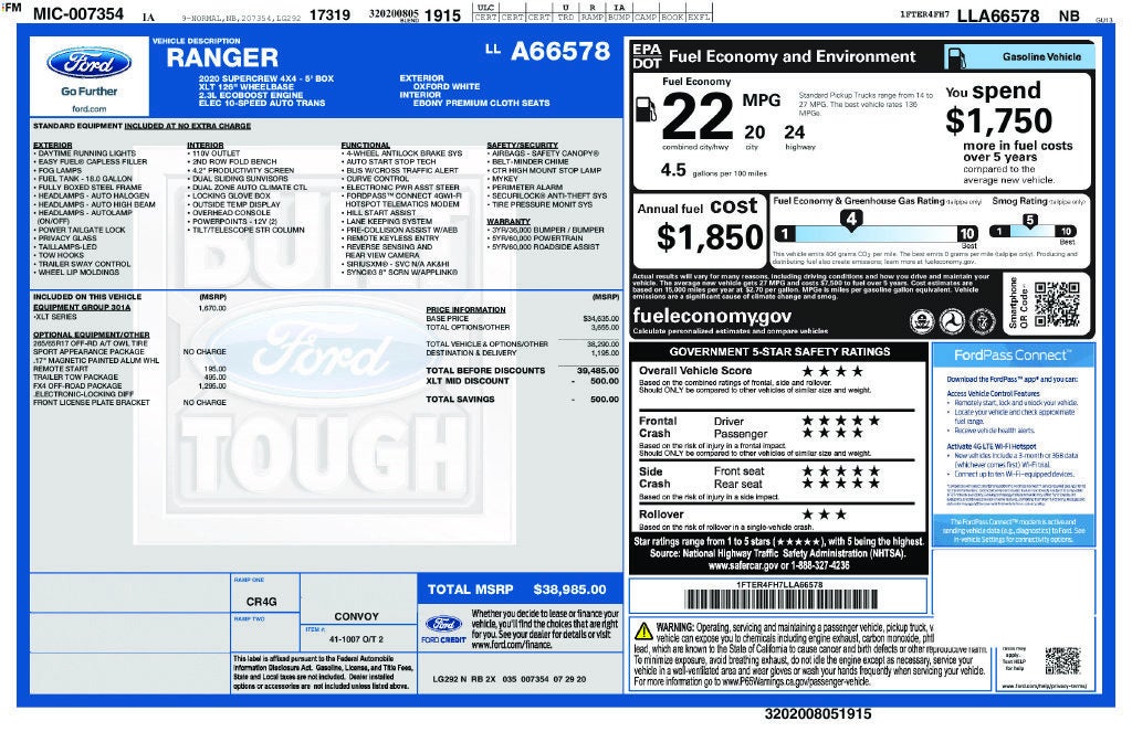 2020 Ford Ranger XL