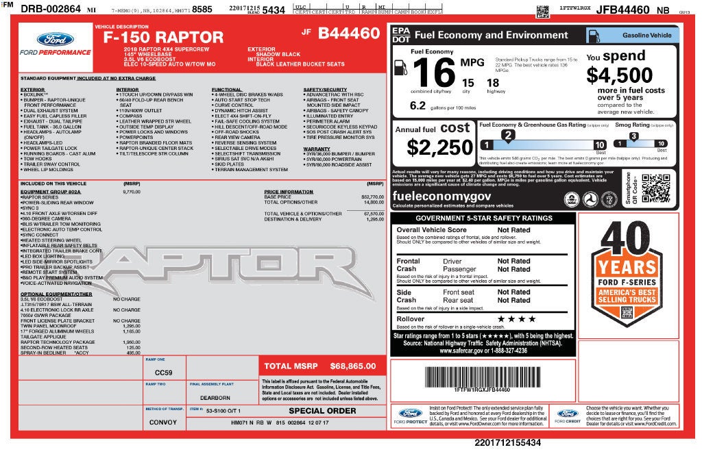 2018 Ford F-150 Raptor