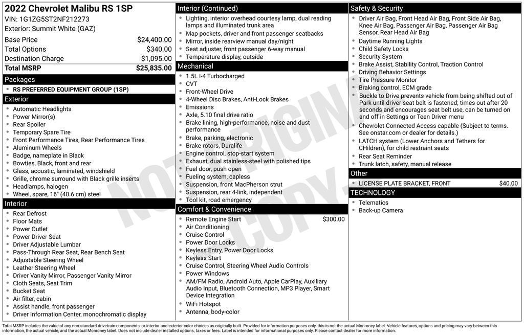 2022 Chevrolet Malibu RS