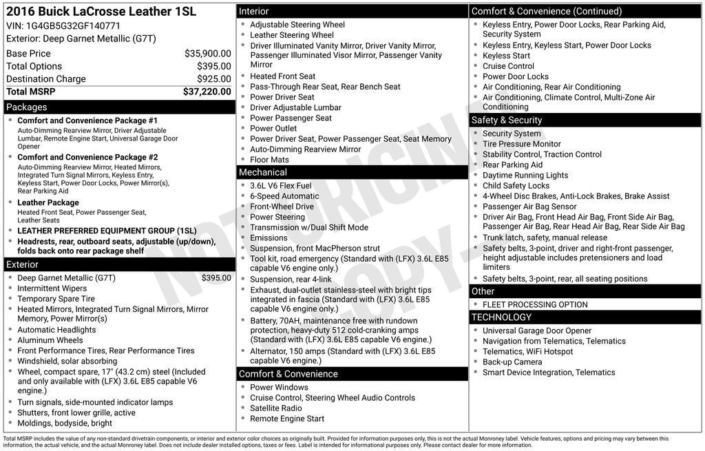 2016 Buick LaCrosse Leather