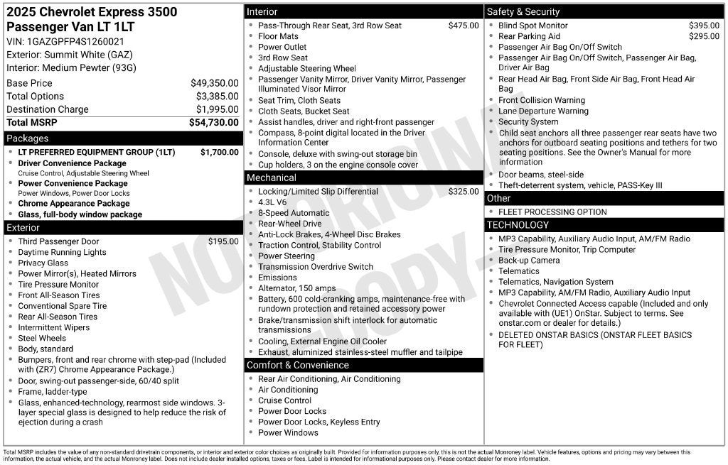 2025 Chevrolet Express Passenger 1LT