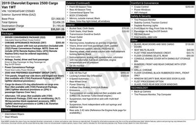 2019 Chevrolet Express Cargo 2500 NA