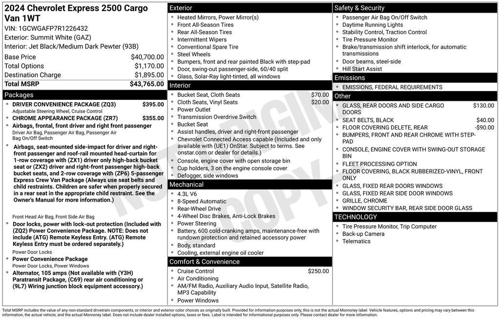 2024 Chevrolet Express Cargo 2500 WT