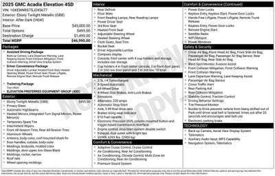 2025 GMC Acadia Elevation