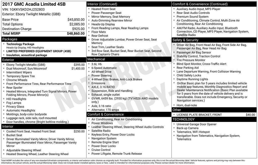 2017 GMC Acadia Limited Limited