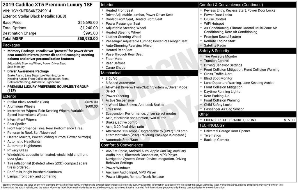 2019 Cadillac XT5 Premium Luxury AWD