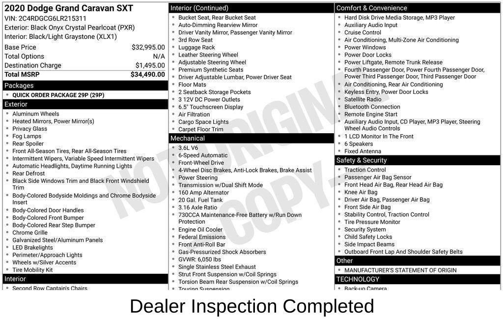 2020 Dodge Grand Caravan SXT