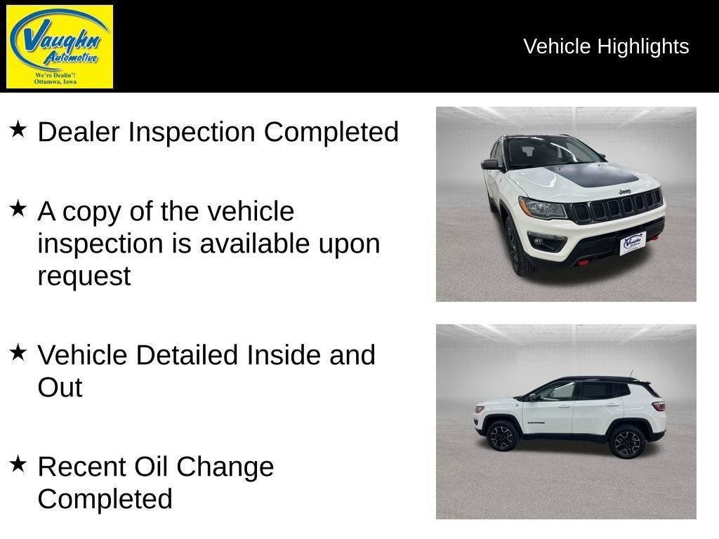 Used 2019 Jeep Compass Trailhawk with VIN 3C4NJDDB5KT669022 for sale in Ottumwa, IA