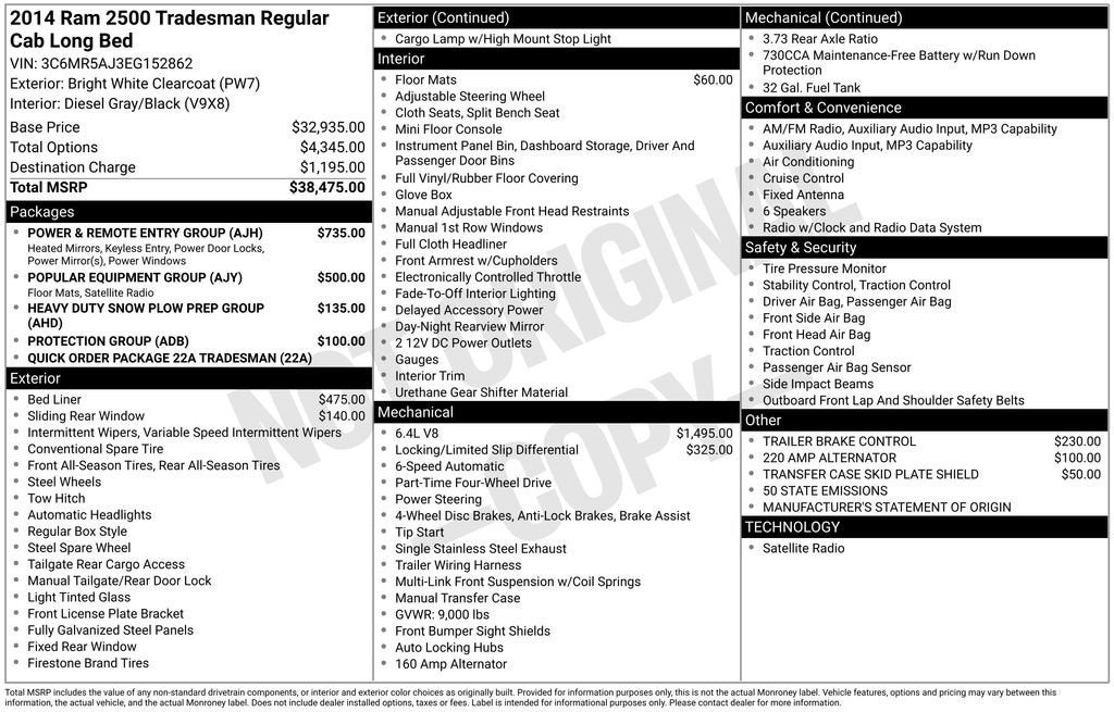 2014 RAM 2500 Tradesman