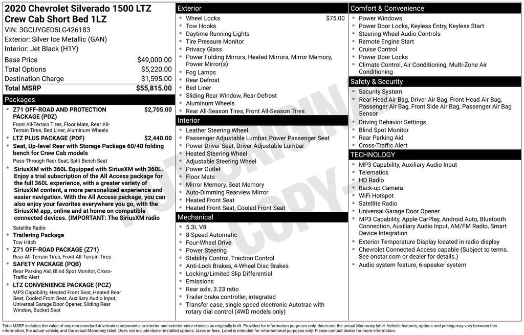 2020 Chevrolet Silverado 1500 LTZ
