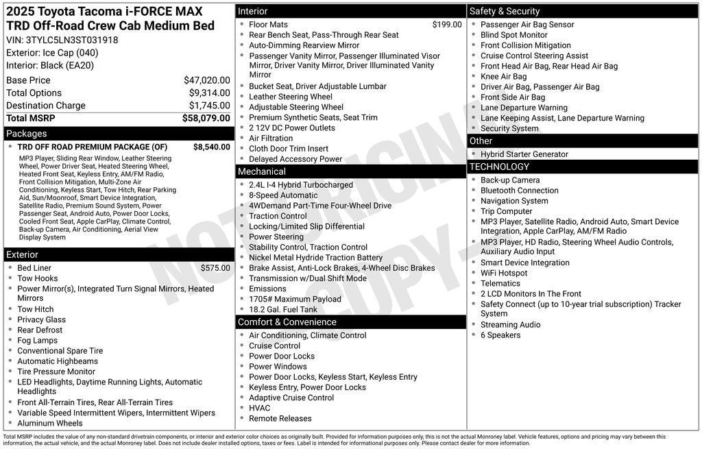 2025 Toyota Tacoma 4WD TRD Sport Hybrid