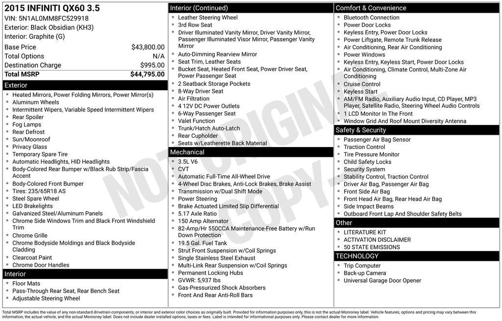 2015 INFINITI QX60 NA