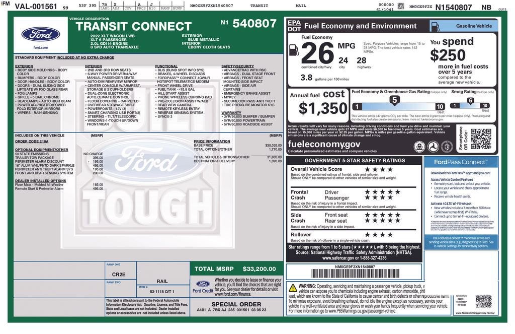 2022 Ford Transit Connect Wagon XLT