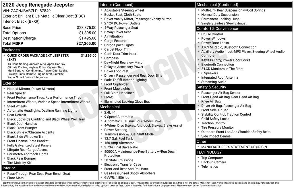 2020 Jeep Renegade Jeepster