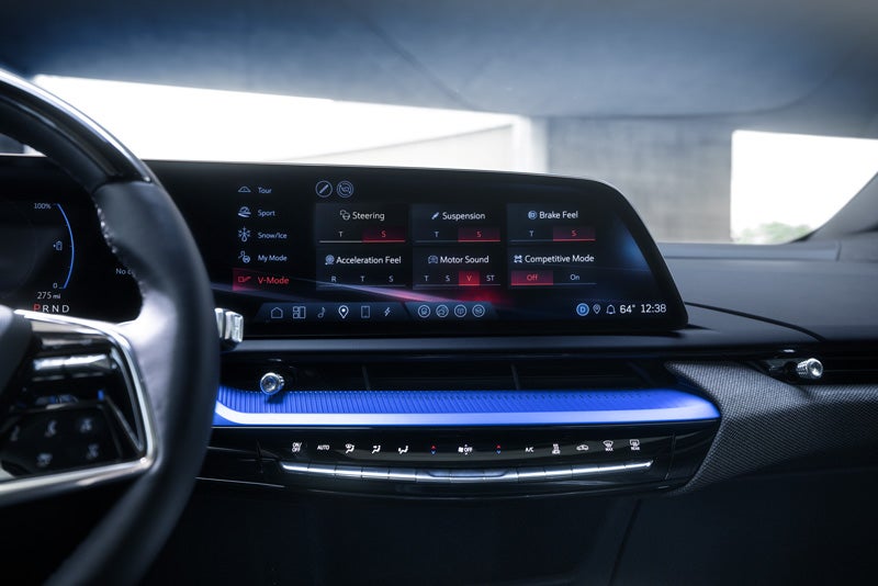 The 2026 OPTIQ-V Display Screen Displaying the V-Mode Settings | Vaughn Automotive - Cadillac of Ottumwa in OTTUMWA IA